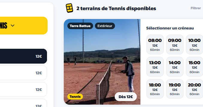 Vue du système Anybuddy de réservation.